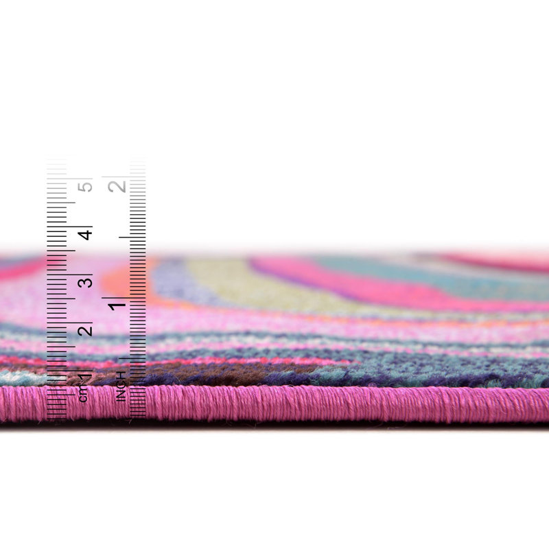 Tapis mauve / rose abstrait Jaclyn, Tapis de couloir 2 pi 7 po x 10 pi