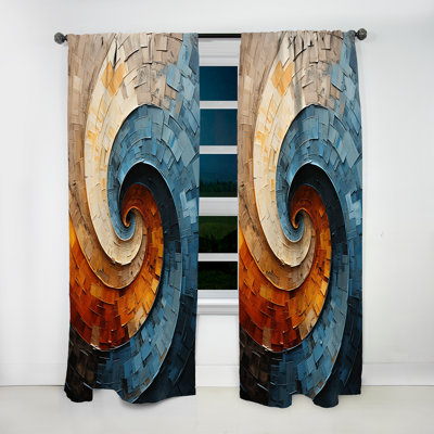 Collaged Spiral - Abstract Spirals Room Darkening Abstract Curtain - 1 Panel
