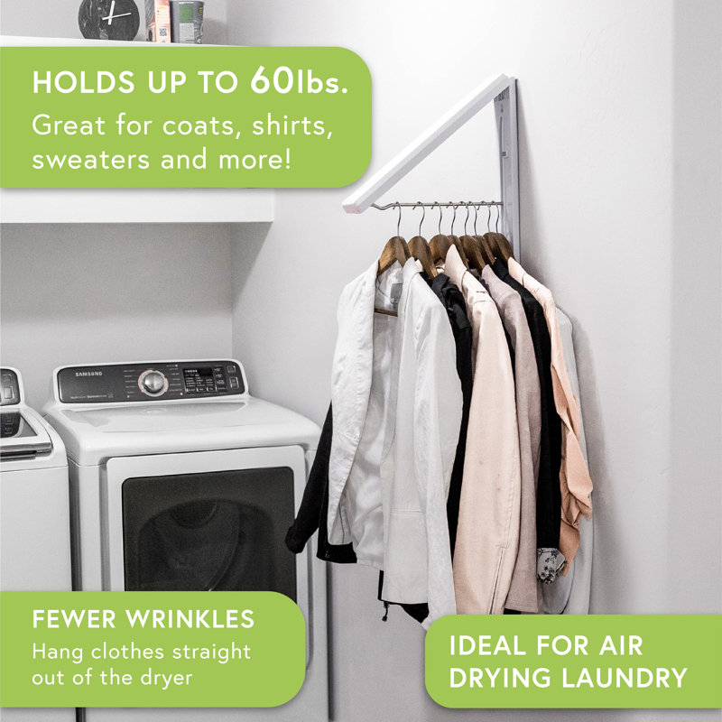 12" Wallmounted, Collapsible, Acrylic Clothes Drying/Hanging Rack