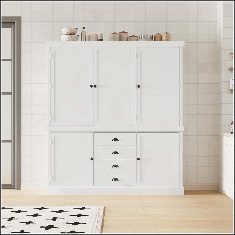 Armoire de cuisine de 73 po avec armoires de rangement et garde-manger, Blanc