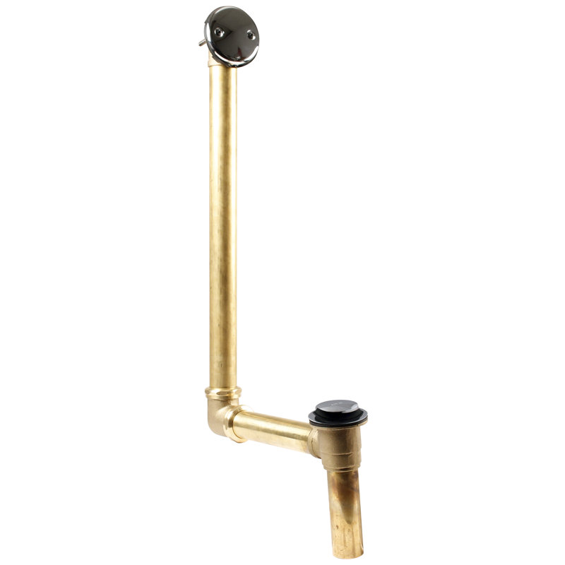 18" Direct Connect Shoe Outlet Tip-Toe Bathtub Leg Drain Assembly with 2-Hole Overflow, Polished Chrome