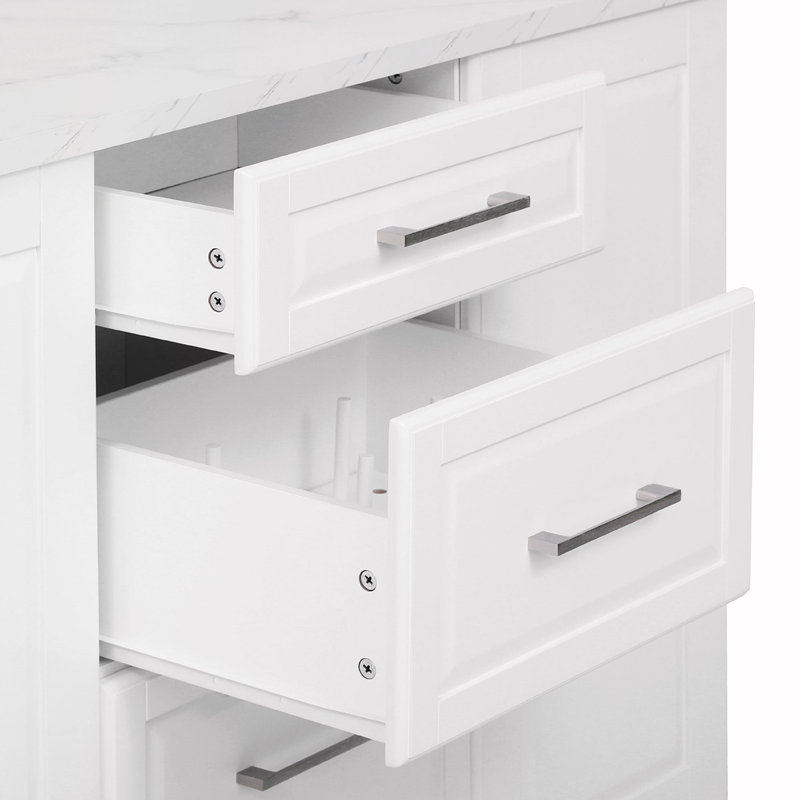 50.7 Inch Kitchen Island with Storage, Tilt Trash Can Cabinet, and Pull-Out Organizer, Rolling on 5 Wheels, Drop Leaf, 2 Drawers, 1 Door for Modern Kitchens