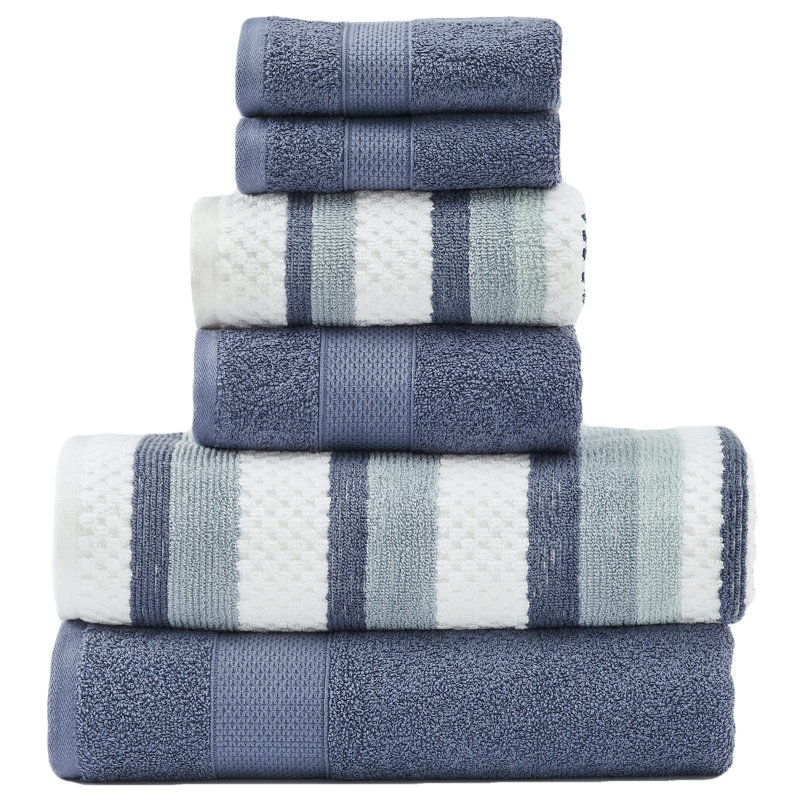 Modern Threads Pax 6-Piece Reversible Yarn Dyed Jacquard Towel Set - Bath Towels, Hand Towels, & Washcloths - Super Absorbent & Quick Dry