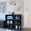 Black Glass Door Shoe Box Shoe Storage Cabinet  With RGB Led Light