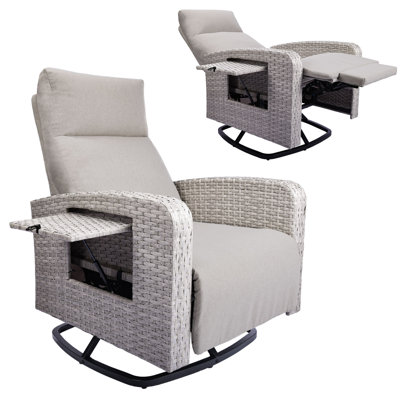 Fauteuil inclinable d'extérieur pivotant à 360 ° en rotin