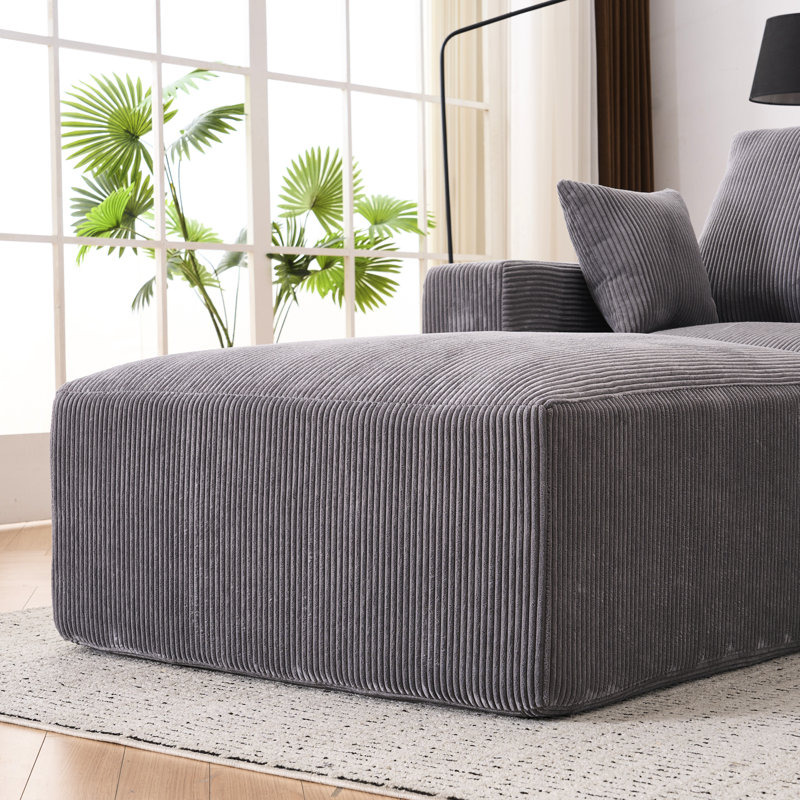 Canapé modulaire Boneless Cloud, en forme de U, salon moderne, canapé gris, méridienne, revêtement en velours côtelé de luxe, conception en mousse complète, sans assemblage, 3 places, coussins de dossier, coussins modulaires, salon