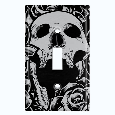 Plaque murale d'interrupteur à bascule Skull Rose Mouth Roses Flower