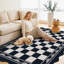 Tapis de couloir 2 pi x 6 pi festonné en damier festonné, envers en TPR antidérapant, tapis à bordure rétro pour vestibule d'entrée de cuisine-663315819