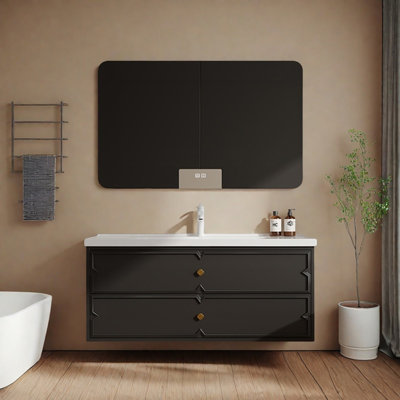 French minimalist cream-style bathroom cabinet
