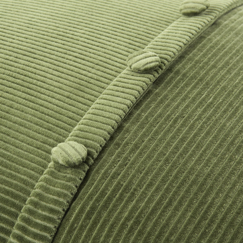 Housse et insert de coussin en velours côtelé, Vert, Carré 20 po, Polyester