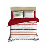 Ensemble de housse de couette rouge / blanc / vert 4 pièces Ferdous