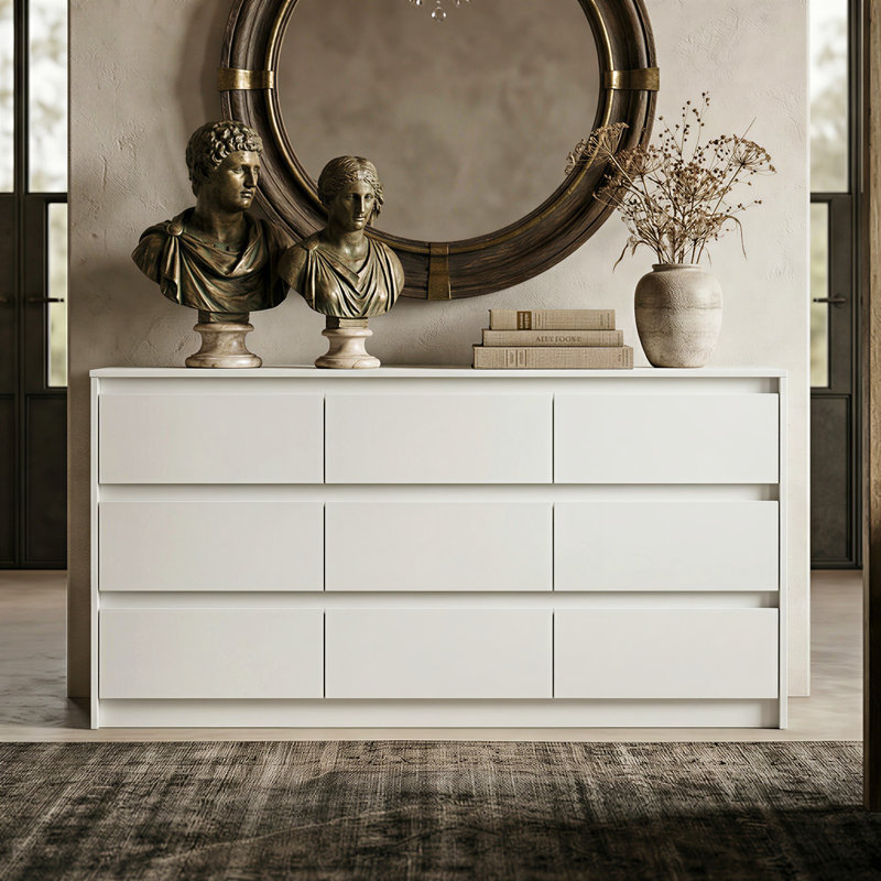 Commode à neuf tiroirs pour votre chambre à coucher, Blanc