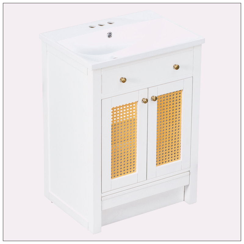 [Cabinet seulement] Meuble-lavabo blanc (lavabo non inclus)
