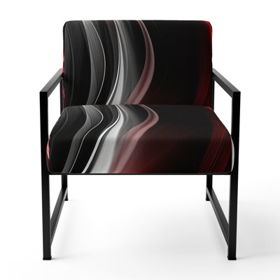 Red Black Infinite Ripples II - Upholstered Abstract Accent Side Chair by East Urban Home