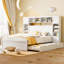 Grand lit en bois avec armoire tout-en-un, tablette et prises, lit gigogne simple TG-109914523