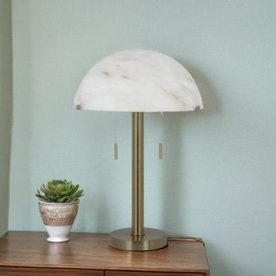 Lampe de table en métal 24 po avec abat-jour en verre, laiton