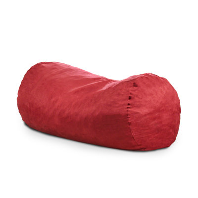 Red Traditional Suede Bean Bag, 8 Foot Cylinder - Cozy Gaming Room Furniture Removable Washable Zipper Cover High Foam Cylindrical Modern Design For Living & Bedroom With Filled Comfort
