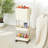 Kitchen Trash Can with Lid Garbage Bin with 2 Storage Shelves Narrow Waste Basket Snack Cart with Wheel