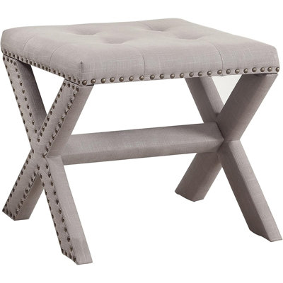 Linen Blend Accent Bench With Nailhead Trim