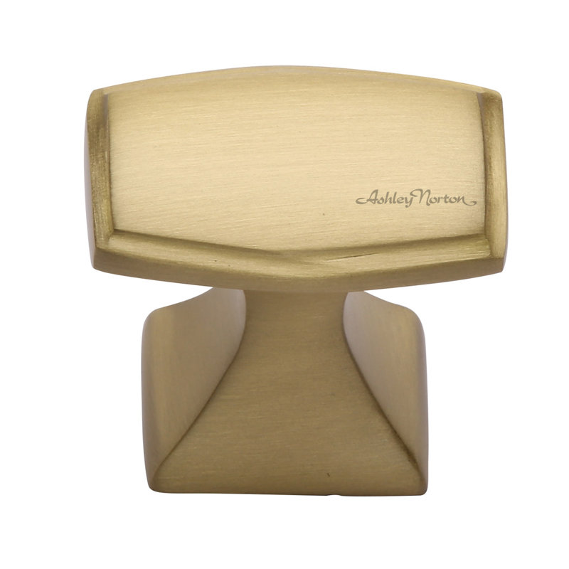 Deco 1 1/4" Length Rectangle Knob, Satin Brass