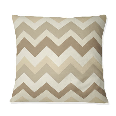 Beige Grey Chevron Pattern Dream III - Modern Throw Pillow