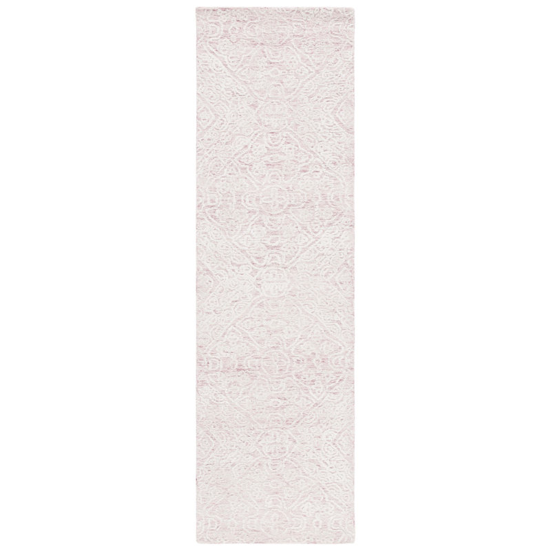 Tapis blanc en laine / coton touffeté à la main Batel, Tapis de couloir 2 pi 3 po x 8 pi