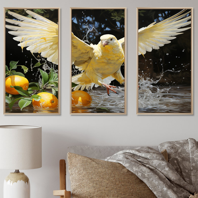 Graceful Dove I - ensemble d'art mural sur toile Dove, H 40 po x l 60 po, Cadre naturel flottant