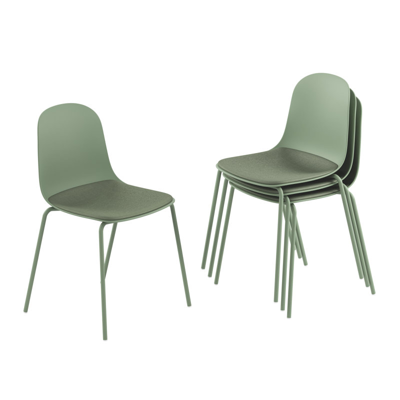 Ensemble de 4 chaises de salle à manger empilables Serena, Vert, Vert