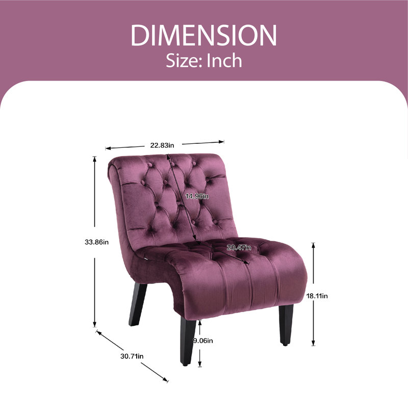 Guendalina Velvet Accent Chair, Purple Velvet