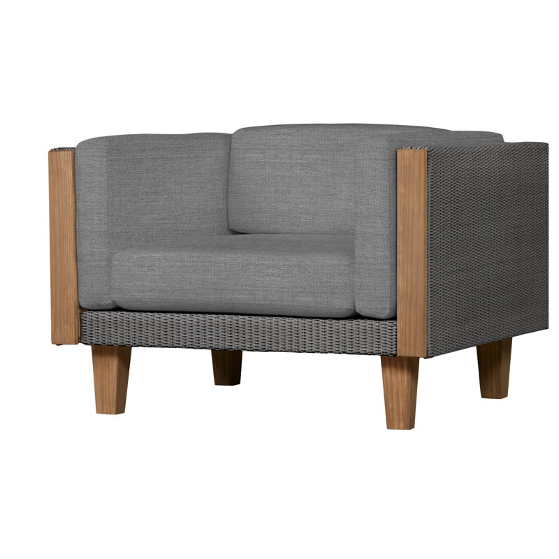 Catalina Outdoor Teak Lounge Chair, Demo Mist, Ivory