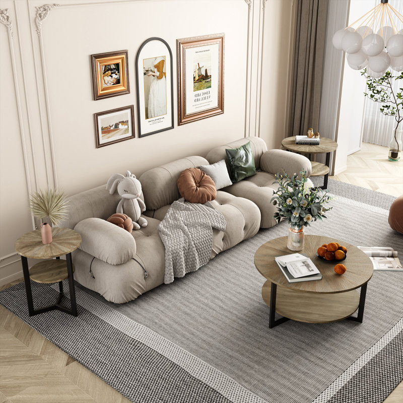 Frame Coffee Table with Storage, Brown Ash/Black
