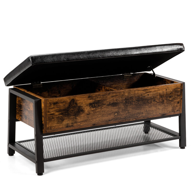 Taopi Upholstered Bench with Shelves