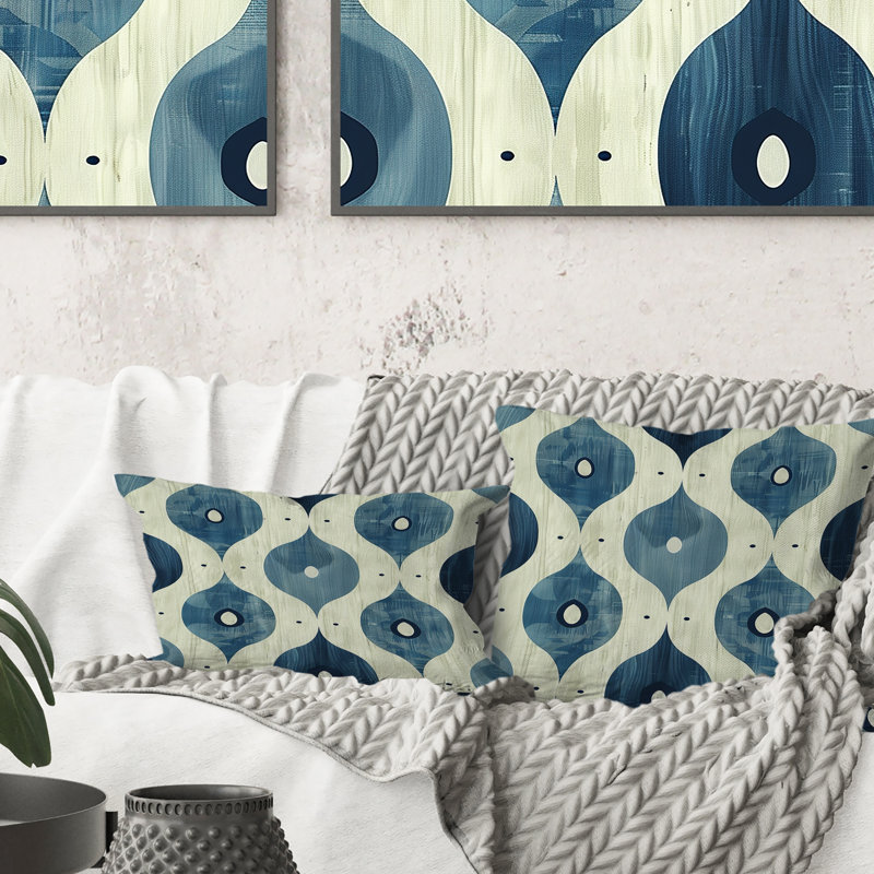 Coussin Blue Ogee, H 18 po x l 18 po