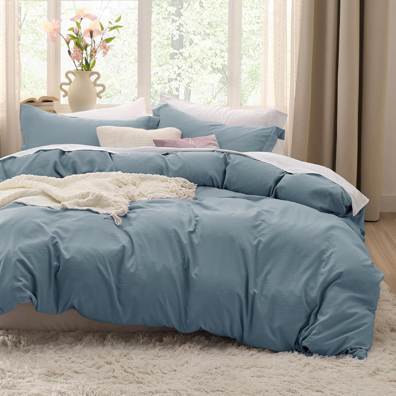 Bedsure Duvet Cover King Set Prewashed Extra Soft Cotton-Like Beding Set （Set of 3）, White, King Duvet Cover + 2 King Shams