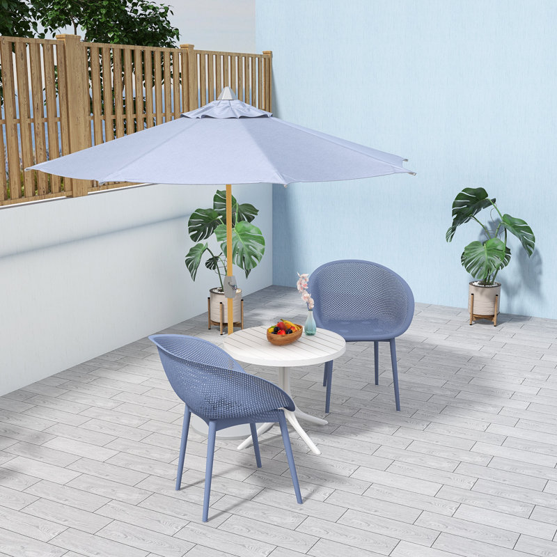 All-Weather PP Plastic Lounge Chairs 2-Pack - Lightweight Modern Design for Patio, Beach, Indoor & Outdoor Use(Without table)