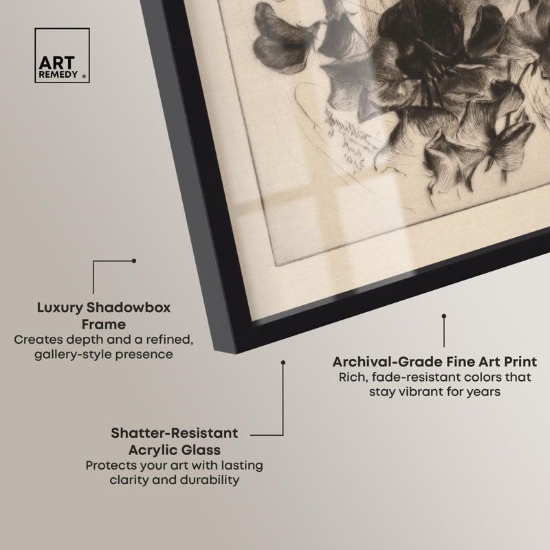 «Delicate Darkness Shadowbox Print» par Art Remedy, H 21 po x l 17 po, Noir