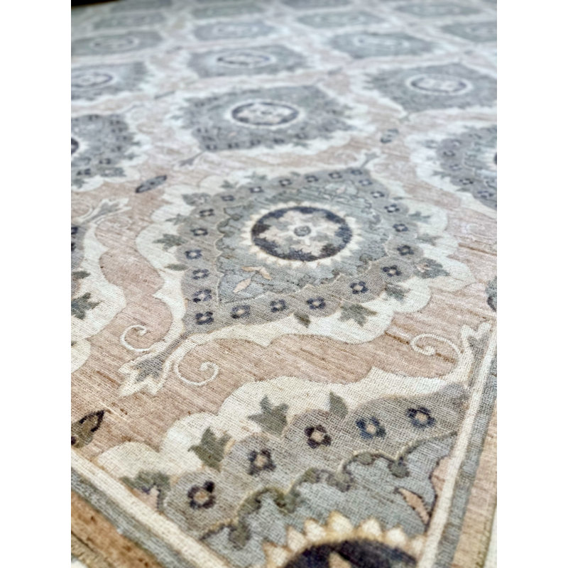 Proprietary Patterns Wool Geometric Area Rug in Bedford Beige, Rectangle 10' x 14'