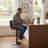 Modern Upholstered Swivel 24”H Barstool, Adjustable Height Counter Stool With Bentwood, Boucle Upholstered Bar Stool With Metal Frame-1309080972