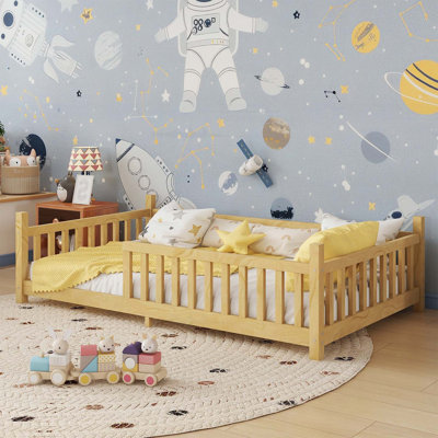 Lit House avec lumière, conception à plancher bas, idéal pour un espace de sommeil sécuritaire et amusant