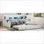 Lit de jour pleine grandeur en bois de pin massif avec lit gigogne, tablettes de rangement, ampoules à DEL USB - Blanc pour chambres d'amis-1795016558