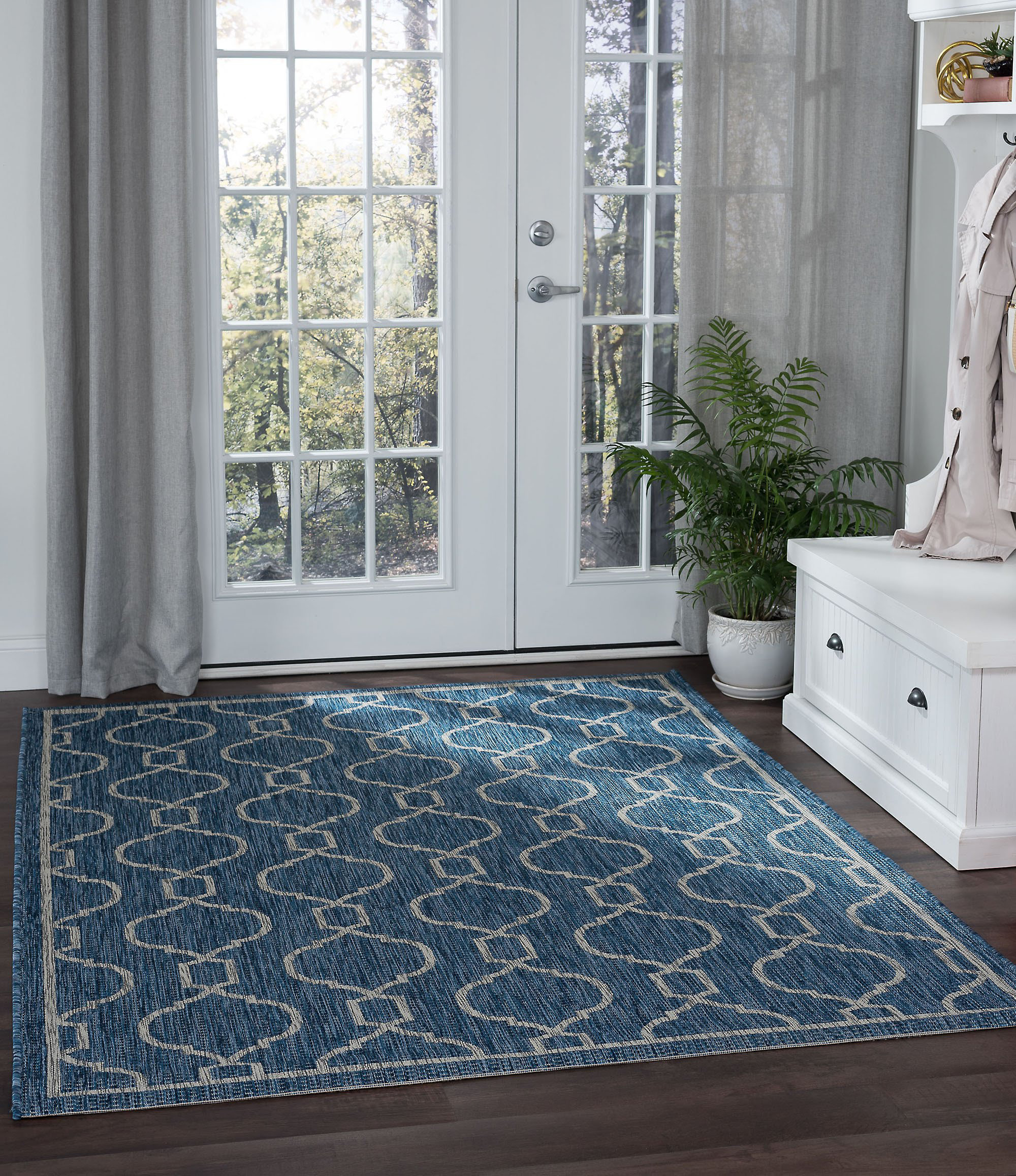 House of Hampton® Speegle Indoor / Outdoor Geometric Indigo Blue Area ...