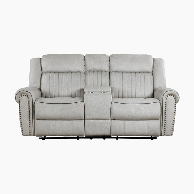 Cappella 75.5"W Rolled Arm Microfiber Double Reclining Loveseat, Manual - Handle / Lever