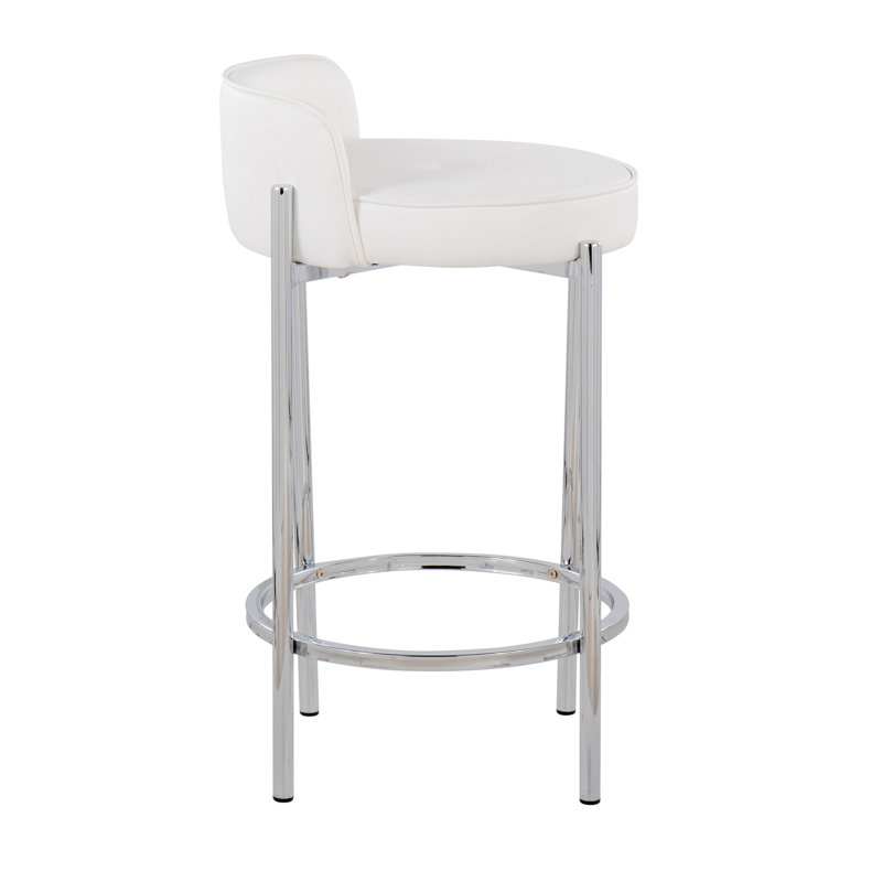 Johntae Upholstered Counter Stool, White, White