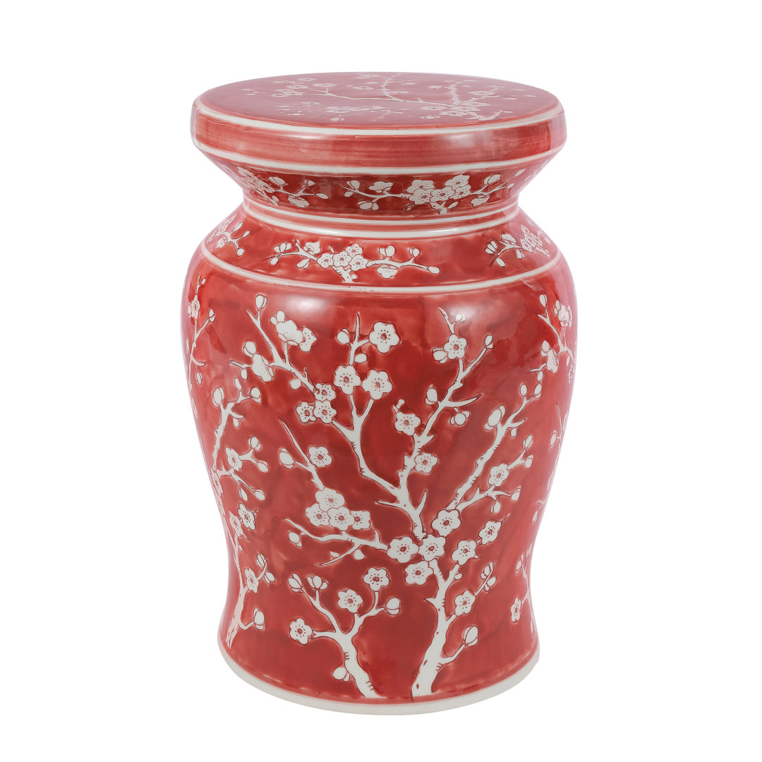 Williar Cherry Blossom Ceramic Garden Stool Charlton Home® Base