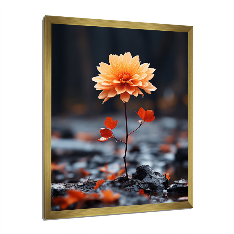 Tapisserie d'automne pêche II - art mural floral, salon, H 32 po x l 16 po x P 1 po, Encadrement doré