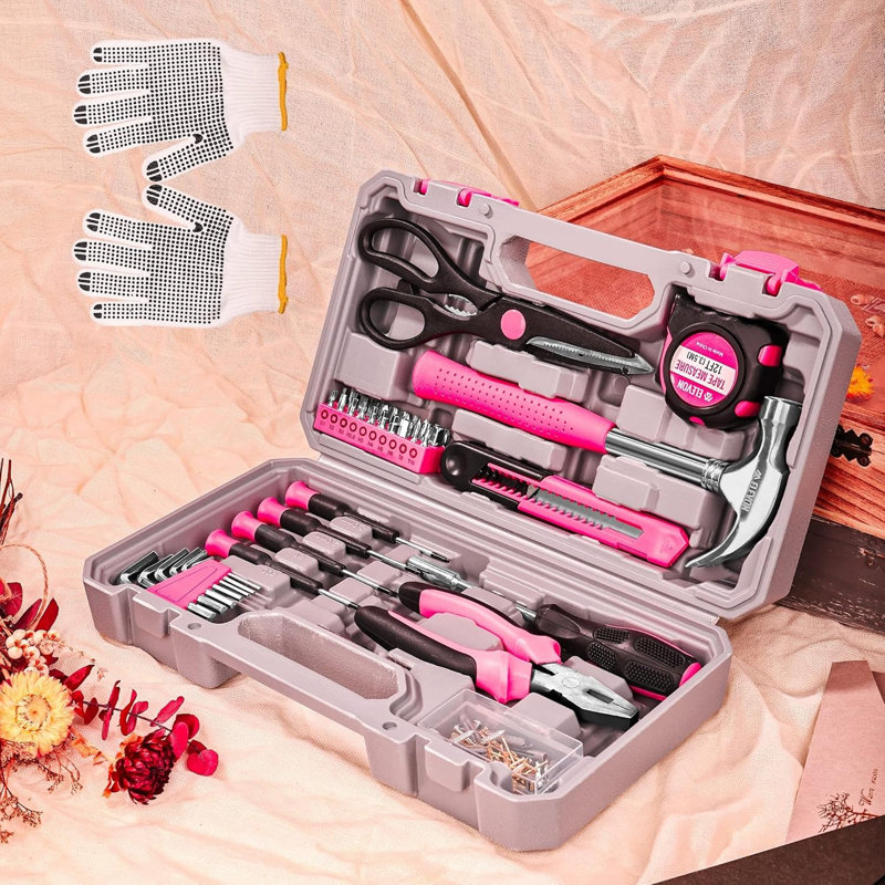 Ensemble d'outils 131 pièces rose