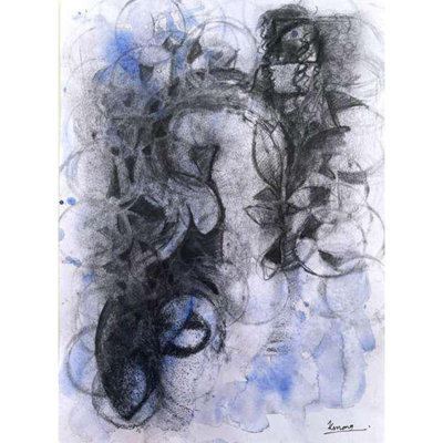 Abstrait de fumée de tempête | Technique mixte sur papier | Par Mona Kapoor