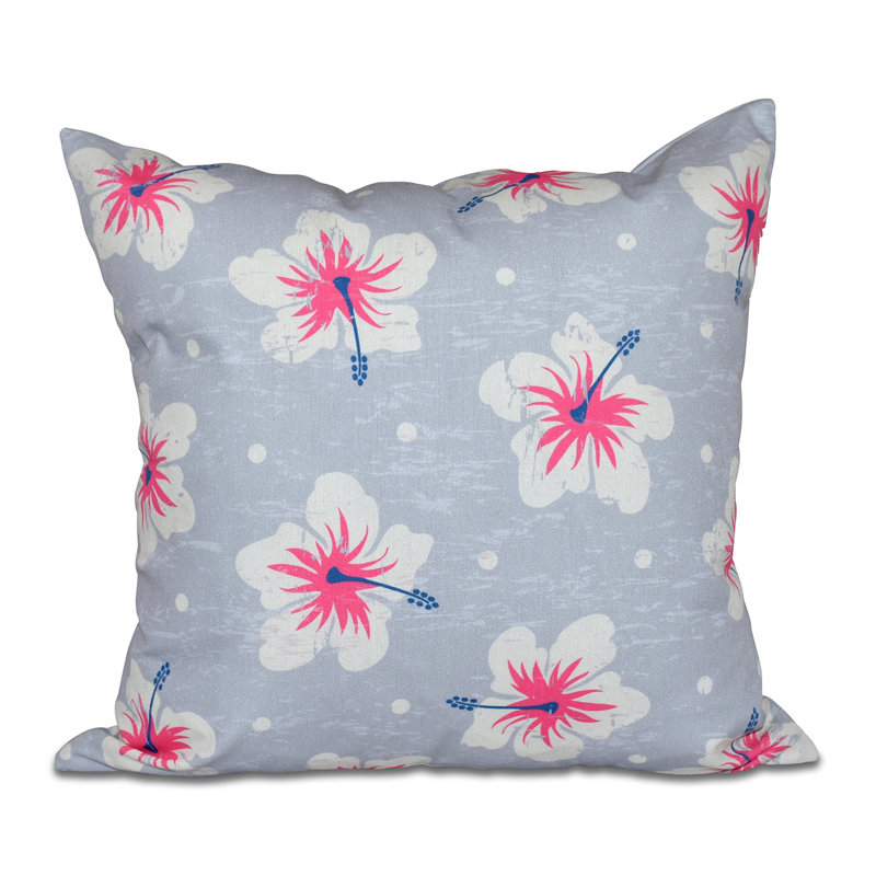 Housse de coussin d'extérieur carré Hibiscus Blooms, Gris