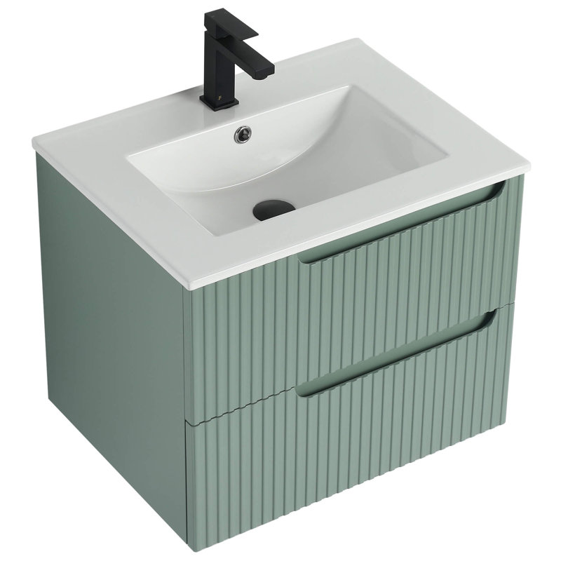 Meuble-lavabo moderne avec façades de tiroirs Citiscape, Vert menthe
