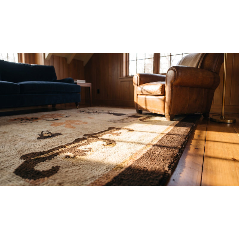 Brown Earth Tone Antique Hand Knotted Pile Chinese Baotou Rug
